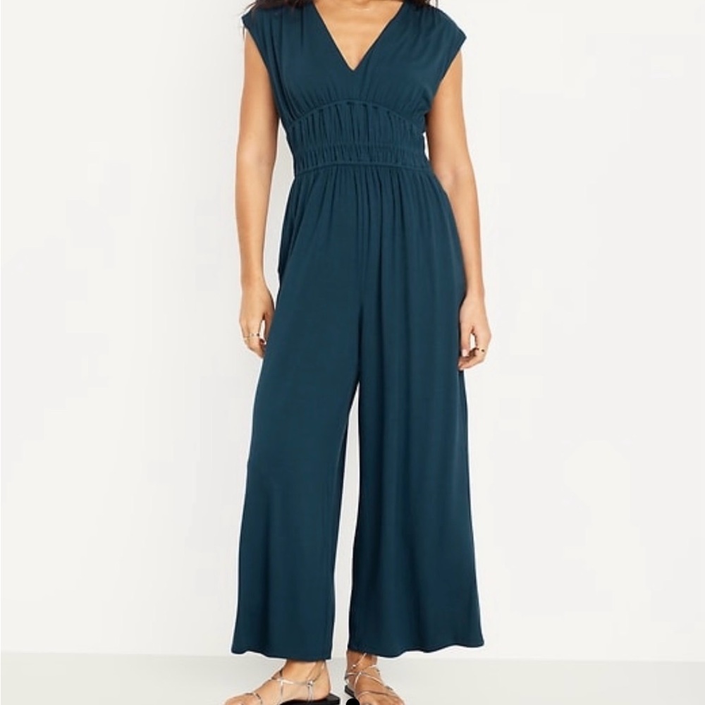 Waist-Defined Wide Leg Jumpsuit